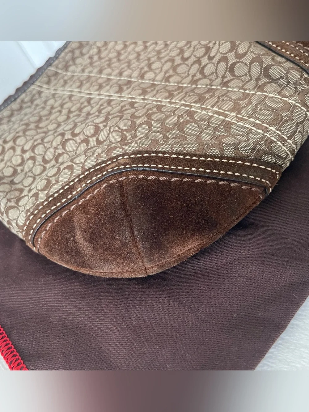 Coach Vintage Tan Brown Signature Crossbody Bag
